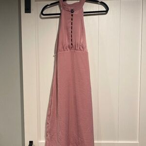 Pink satin lulus high neck dress